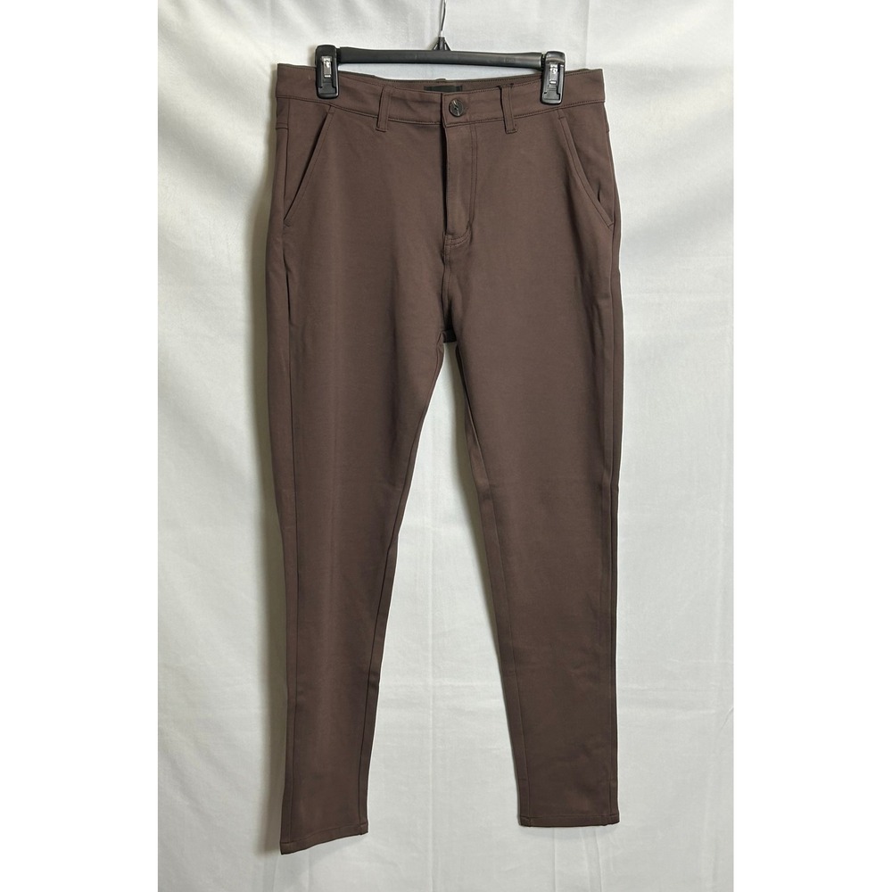 NWT Gingtto Mens Brown Stretch Pants Size 32 Nylon Rayon Spandex Tapered Chino